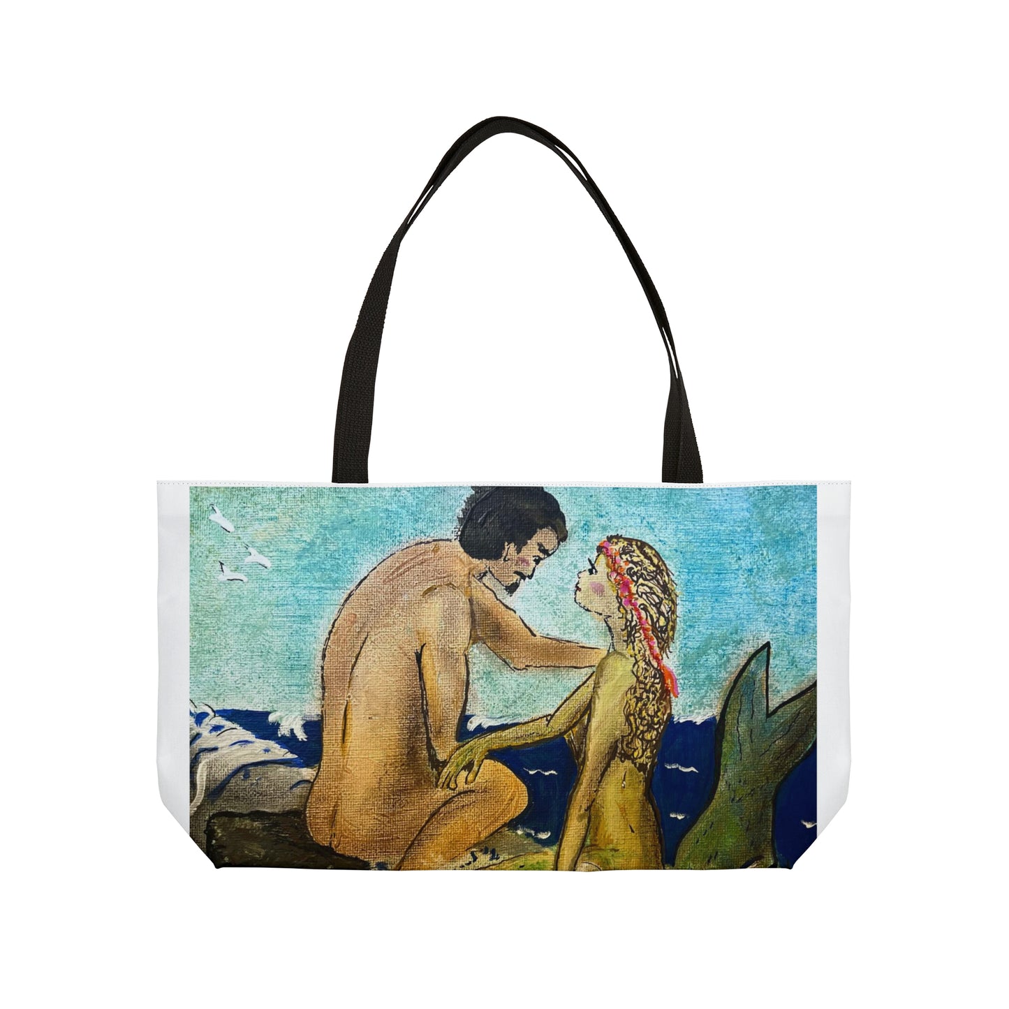 Mermaid & Human by Carol KlineBeach Bag - tote