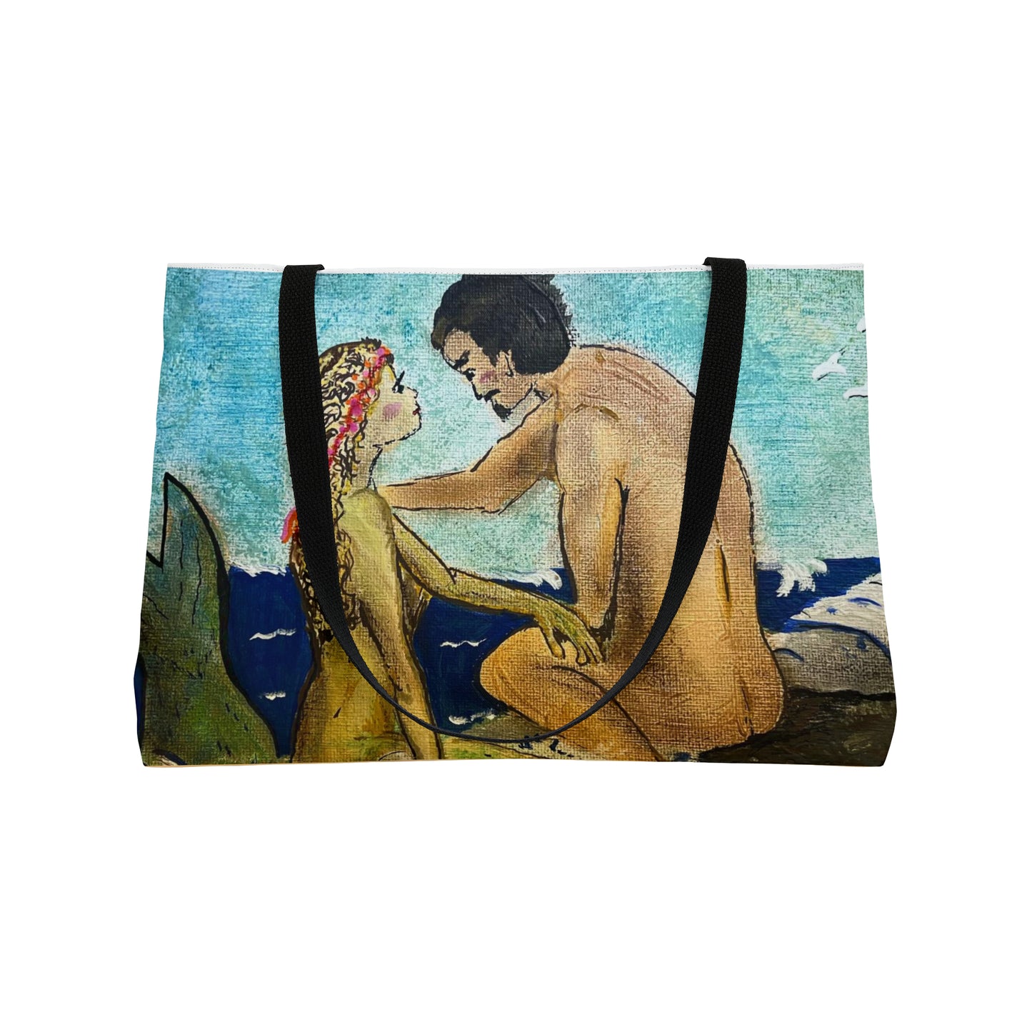 Mermaid & Human by Carol KlineBeach Bag - tote