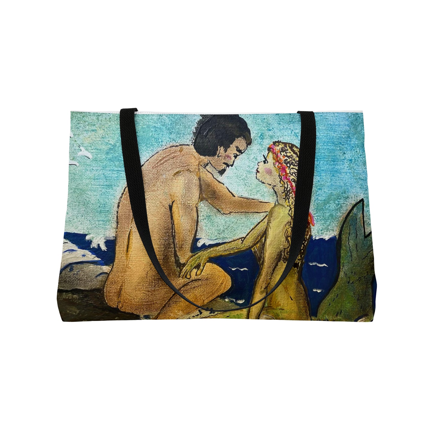 Mermaid & Human by Carol KlineBeach Bag - tote