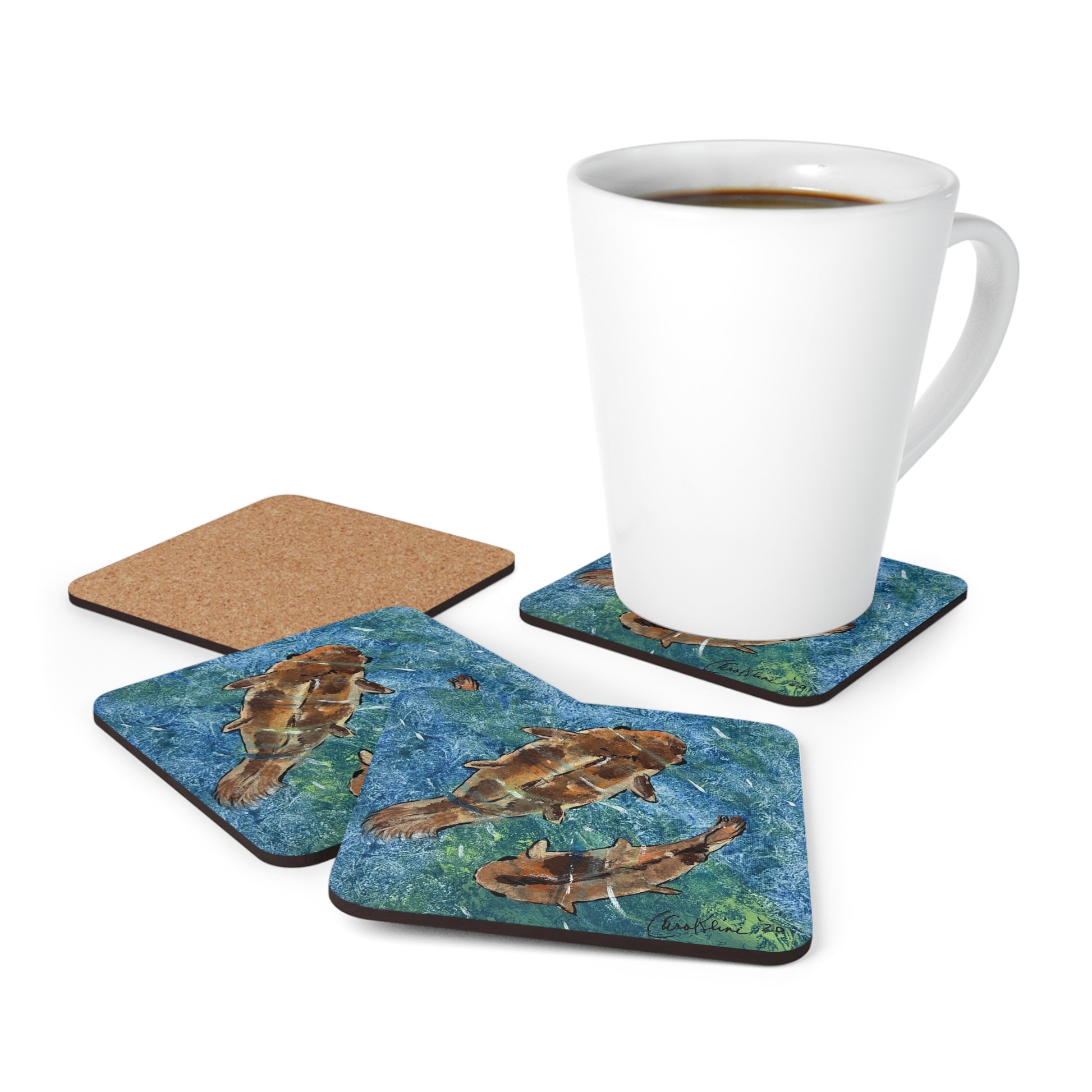 Koi Fish by Carol Kline Corkwood Coaster Set