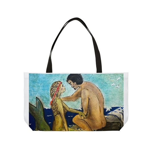 Mermaid & Human by Carol KlineBeach Bag - tote